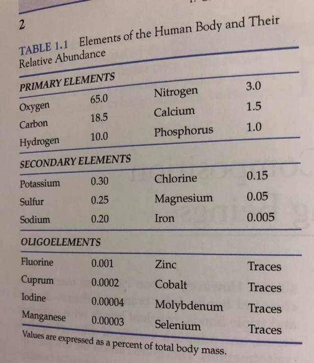 body mineral levels